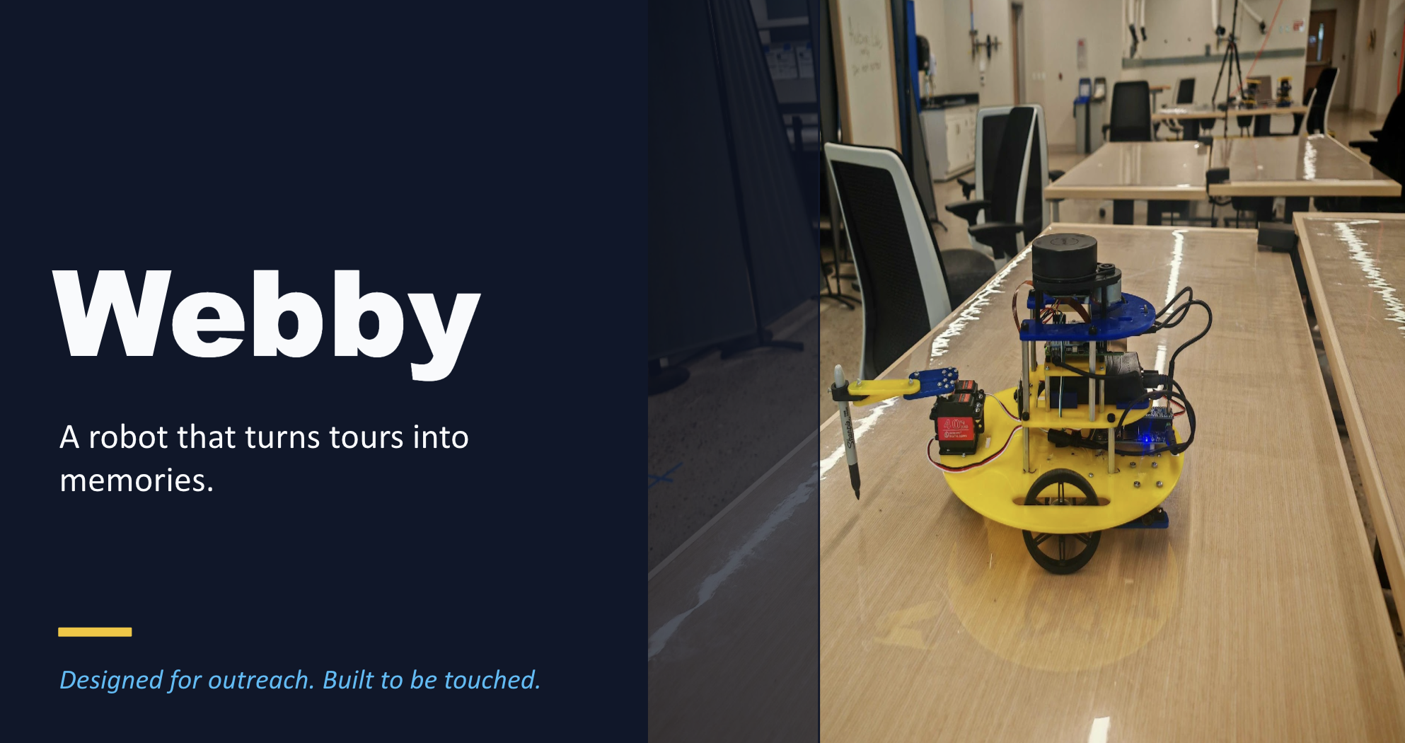 Webby outreach drawing robot title slide