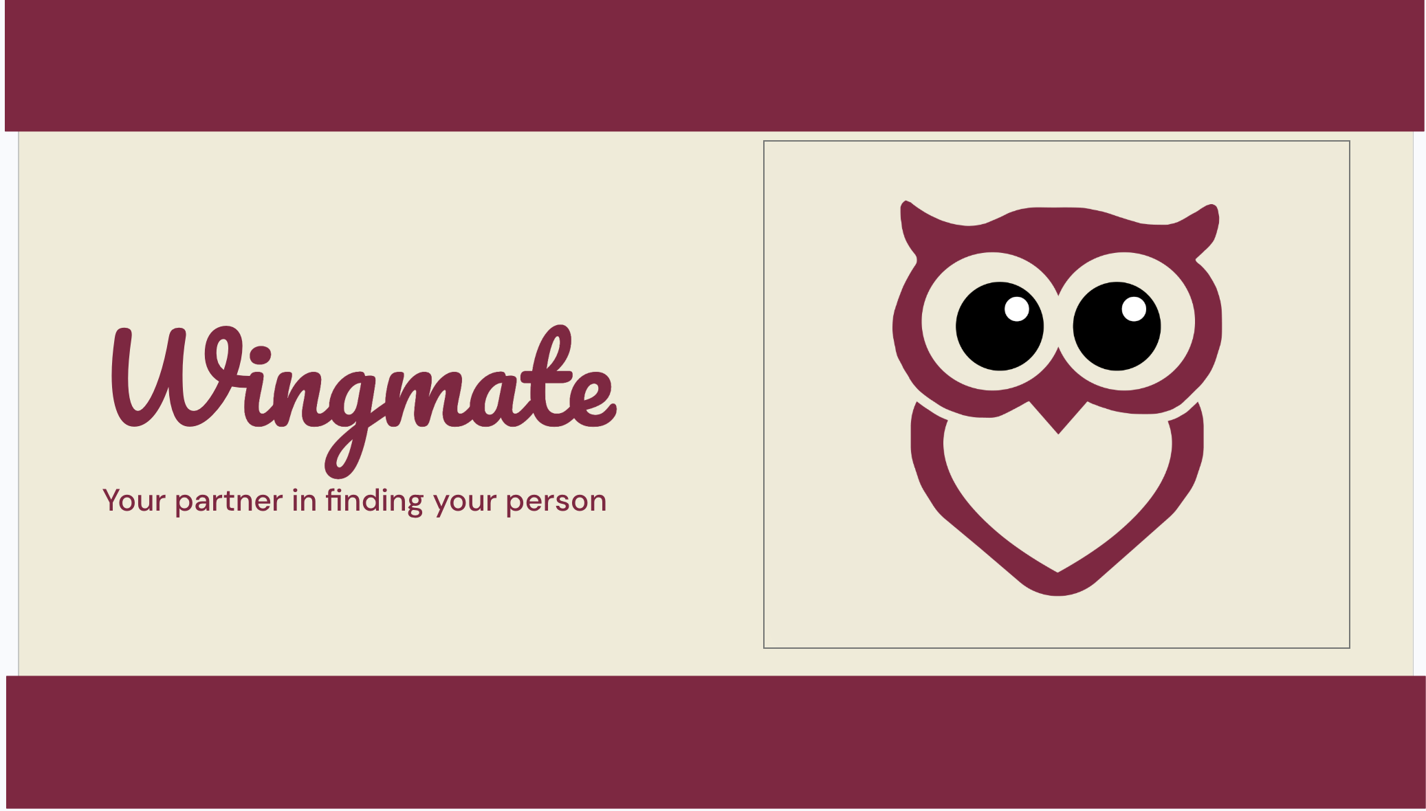 Wingmate app title slide with owl logo